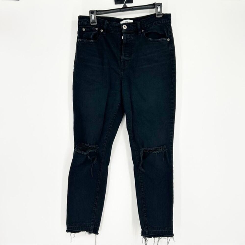 pistola Black Distressed Knee High-Rise Jeans